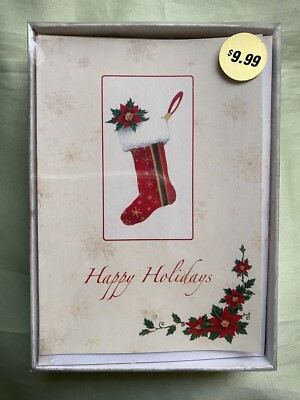 Trimmerry Christmas Stocking Happy Holidays-16 Christmas Cards With Envelopes
