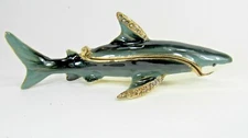 Gray Shark Jeweled Pewter Trinket Box Sea life