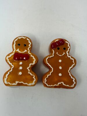 Gingerbread Salt & Pepper Shaker Set, Gingerbread Boy & Girl, Wonderland, NEW