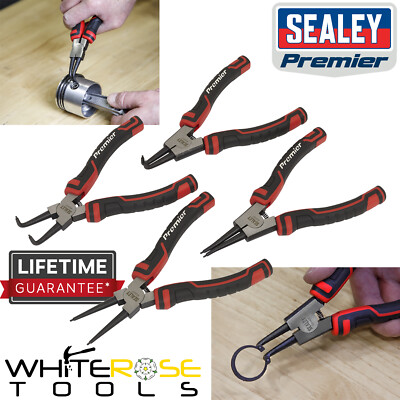 #ad Sealey Circlip Pliers Set 180mm 4pc Internal External Snap Ring Plier Premier GBP 40.20