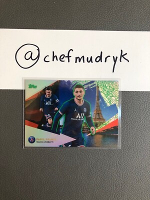 2021-22 Topps PSG Team Set Marco Verratti Our City 6/99 Neon Green Number Match