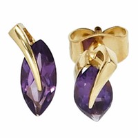 Stecker Ohrstecker Mit Amethyst Violett, 585 Gold Gelbgold, Ohrringe FüR Damen