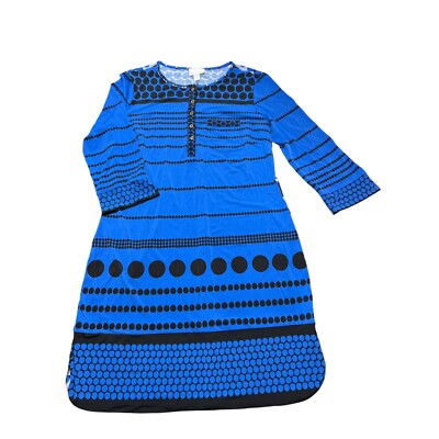 Donna Morgan Womens Polka Dot Dress Black Blue Polka Dots 3/4 Sleeves Size  12