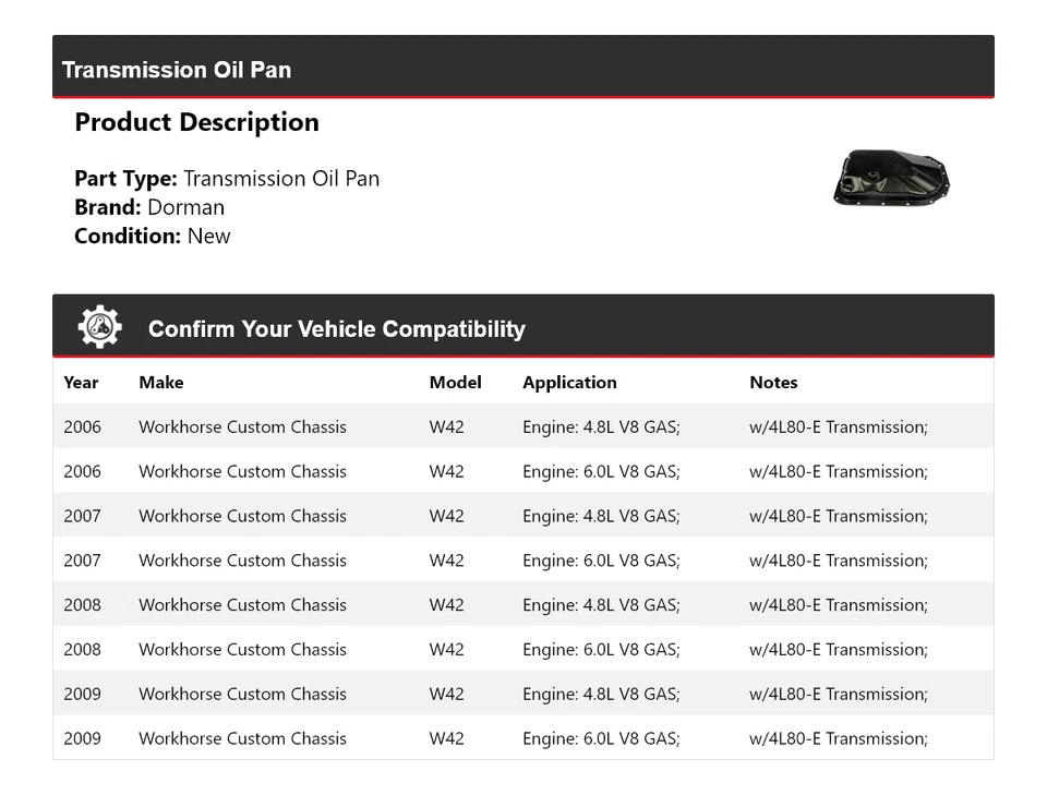 Chasis personalizado Workhorse 2006-2009 W42 transmisión Dorman cárter de aceite 2007 2008 Foto 2 de 4