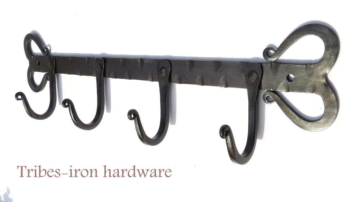 Handmade 4 Hook Wrought Iron Rack Coat Hat Bag Towel Hanger Wall Door Home  Decor