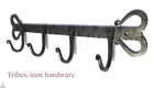 Handmade 4 Hook Wrought Iron Rack Coat Hat Bag Towel Hanger Wall Door Home Decor