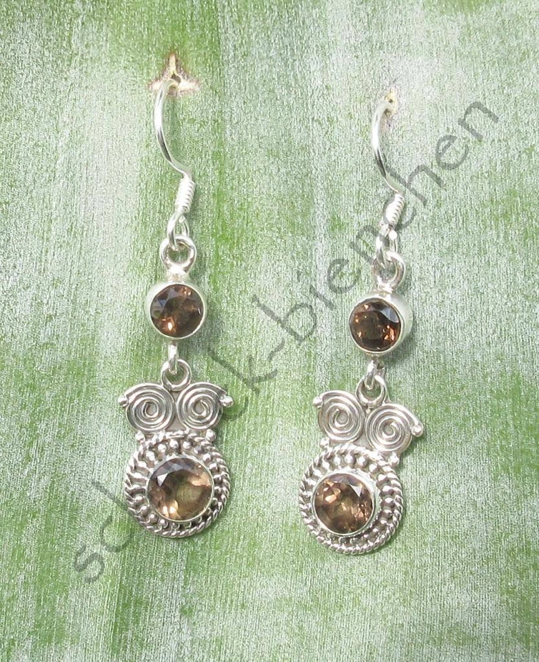 Rx Orecchini Spirale Quarzo Affumicato Argento Sterling 925 Zodiacale Bilancia - Immagine 2 di 3