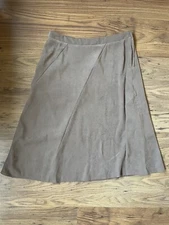 Soft Suede Look Midi Skirt Y2k Taupe Beige Brown 2000 Boho Hippy 14 Mia Moda