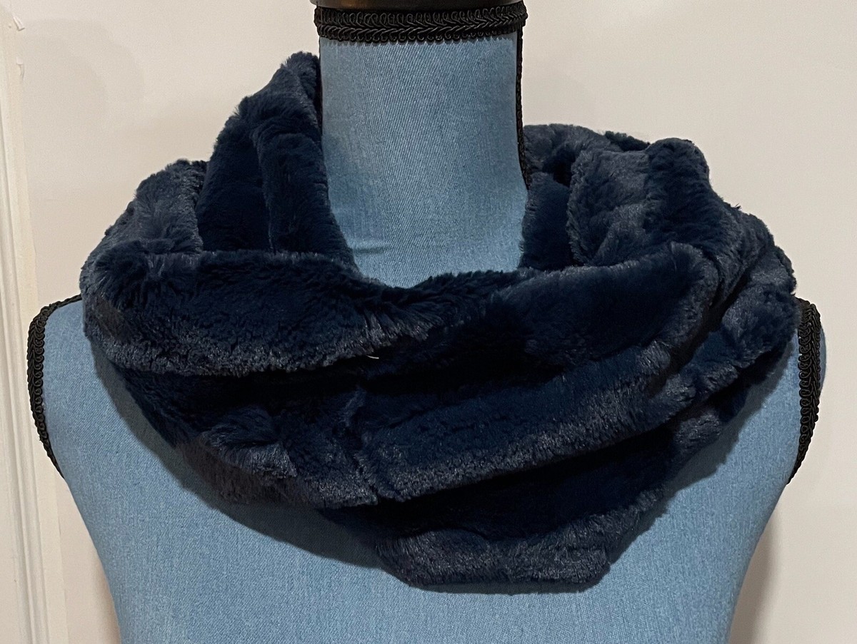 Infinity Scarf Handmade Blue Lux Cuddle Fabric Shannon 10 In Wide