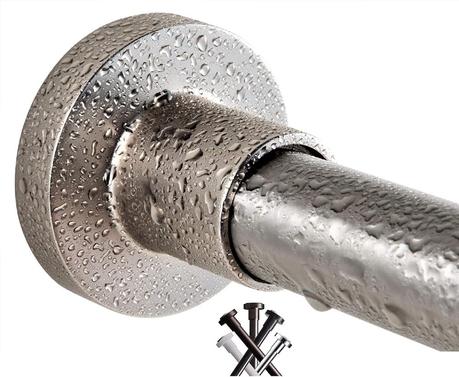 BRIOFOX Tension Curtain Rod 43-73 Inches Brushed Nickel, Never Rust and Non-S...