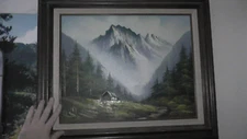 mountains forest painting