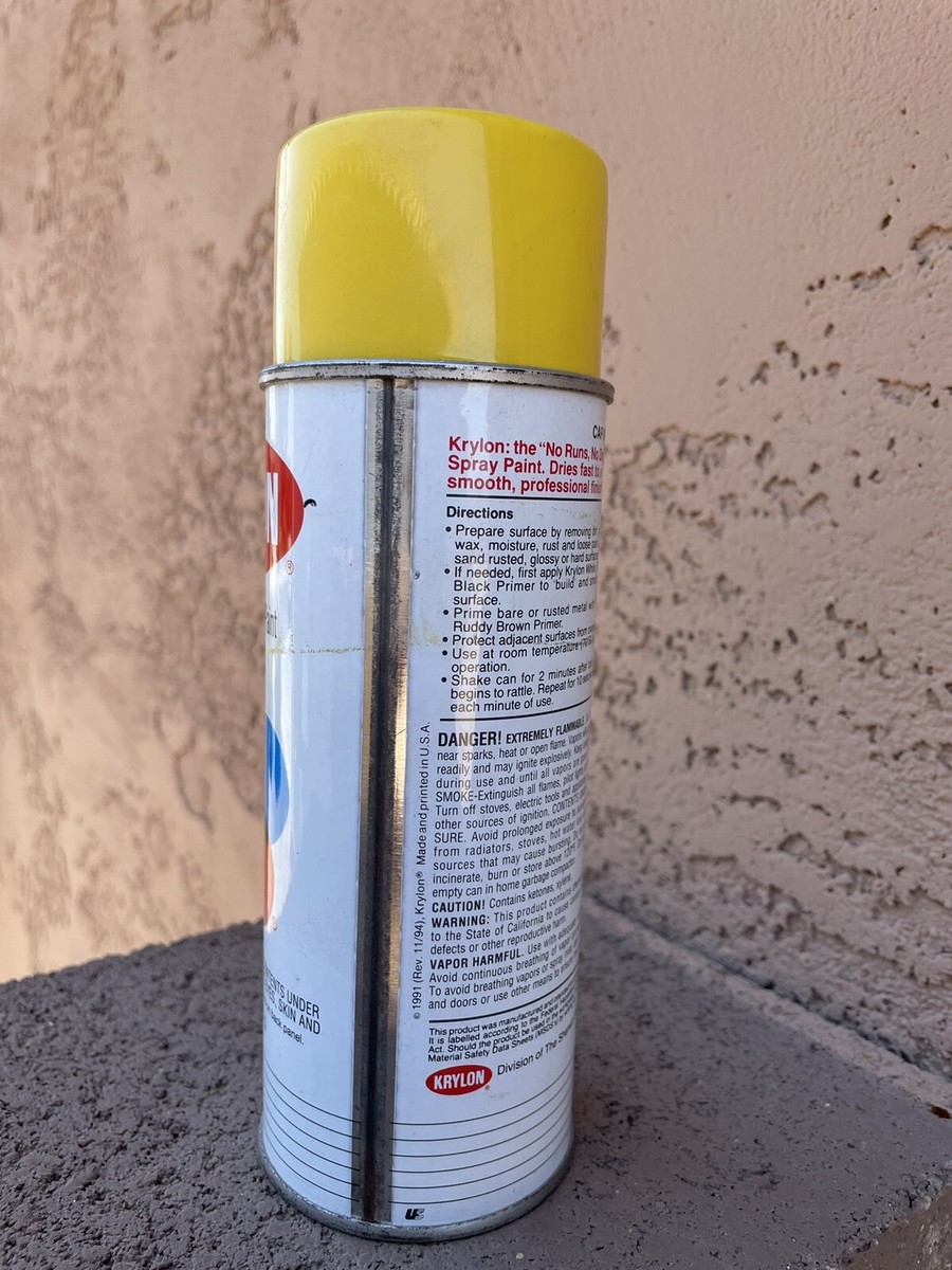 Vintage Krylon 1813 Safety Yellow Spray Paint Can 12oz Made In USA