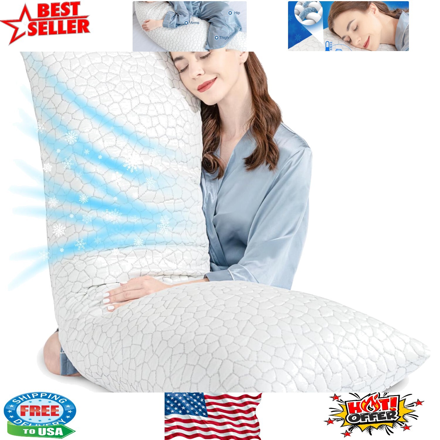 Cooling Adjustable Shredded Memory Foam Bed Pillow for All Sleepers