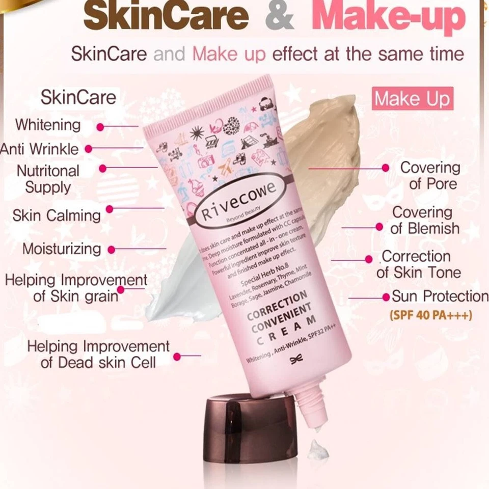 3X Rivecowe Triple Funcional BB & CC Crema Facial FPS 43 PA+++ Cuidado Antiarrugas Foto 2 de 4