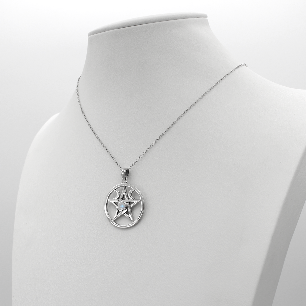 Wire Wrapped Moonstone Pentagram Necklace Hidden Pentacle Triple