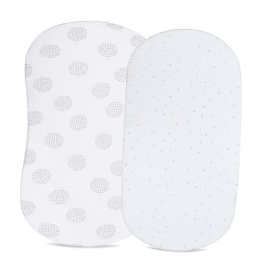 Bassinet Sheet 100% Combed Jersey Cotton 2 Pack Unisex for Baby Girl and Grey