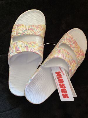 FREEDOM MOSES Women's Moses Two Band Slides FIREWORKS PUNCH Size 10-10.5