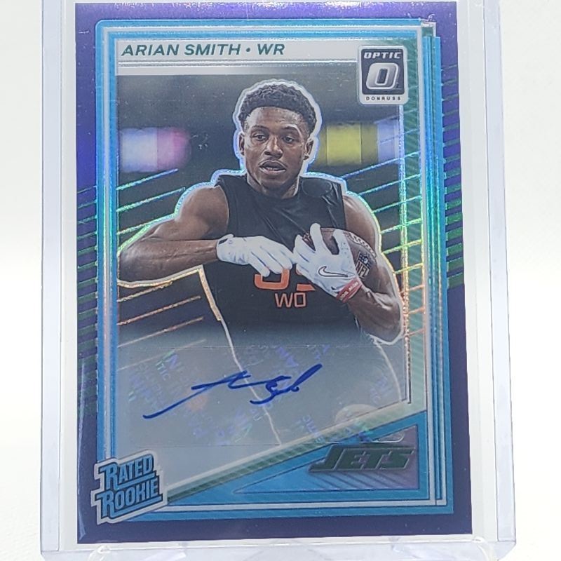 2025 Donruss Optic - Arian Smith -  RC Rookie - #285 Purple Auto #d /50 NY Jets