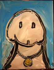 CUTE DOG █ IMPRESSIONISM █PAINTING█MODER​N█ORIGINAL█CANVAS█ART█uFdcEFER