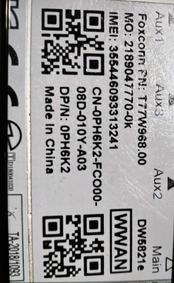 Dell Latitude 5420 5424 7424 T77W968 DW5821e Snapdragon X20 LTE PH6K2 0PH6K2 