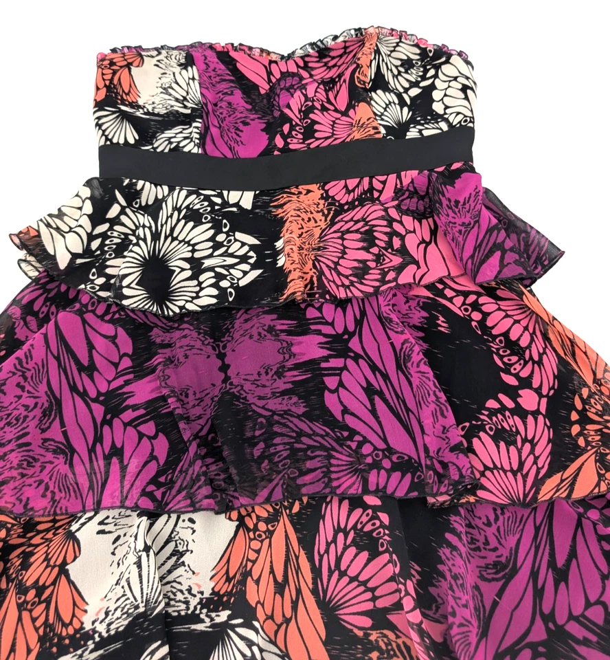 Vestido Forever 21 De Colección Y2K Estampado Mariposa Gasa Volantes en Niveles Hada Glamour Grande Foto 4 de 4