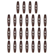 25pcs Wooden Toggle Buttons 60mm Double Hole Olive Sewing Button, Brown