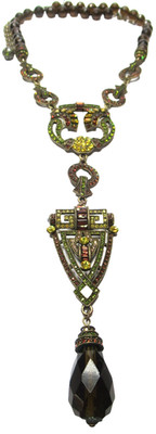 HEIDI DAUS Yellow & Rootbeer Crystal Deco Style Necklace