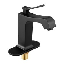 Single Handle Sink Faucet with Curved Spout 304 Stainless Steel Matte Black