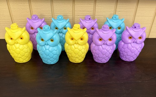 Set 9 Vintage Blow Mold Plastic OWL Patio Lites Tiki Camping Lights Replacement