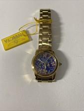 Reloj Pulsera Invicta Angel 19885 Tono Dorado Esfera Azul Colibrí