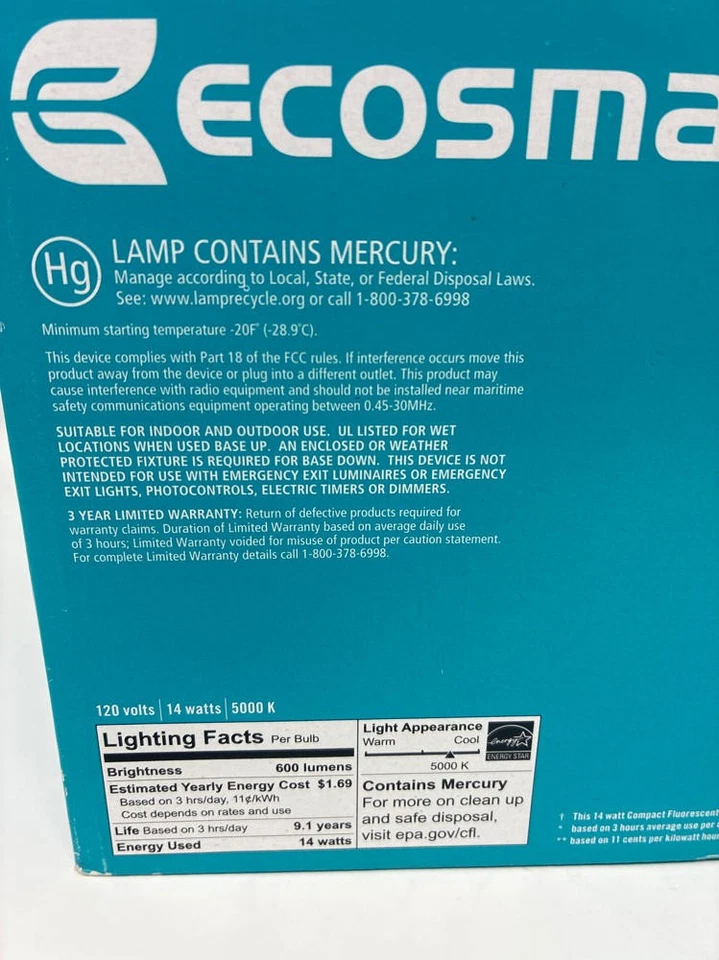 EcoSmart 65W Equivalent Daylight 5000K BR30 CFL Light Bulb (6-Pack) - Image 4 of 4