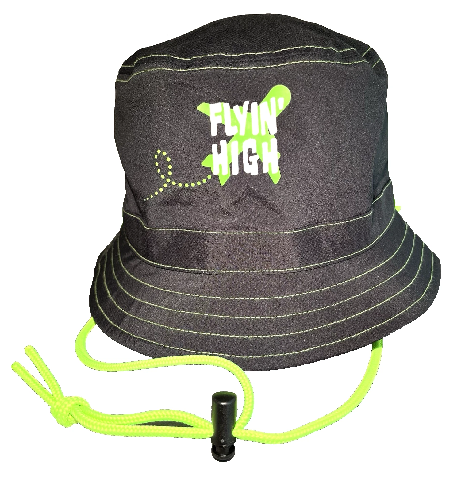Reversible Bucket Hat-Black/Green-Flyin' High-Logo- Outdoor- One Size-New