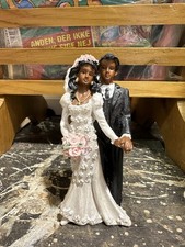 Vintage African American Wedding Cake Topper Black Bride Groom Figurine