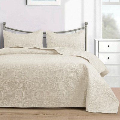 Luxury Bedspread Set 3 Piece Quilted Coverlet Bed Throw Queen King Size Bedding