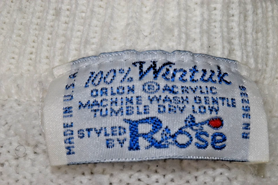 Cárdigan Suéter Estilo Por Rosa Talla L Años 60 Blanco Nieve Wintuk Tejido Hecho en EE. UU. Foto 3 de 4