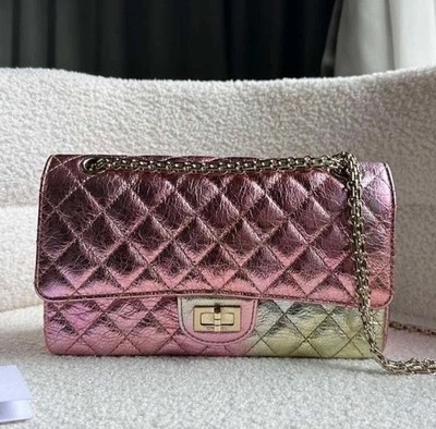  SALE - Chanel Rainbow Metallic Reissue 2.55 Double Flap Mulitcolor 20A Unicorn