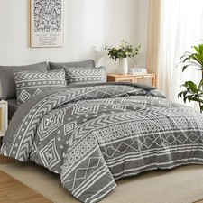 Boho Aztec Comforter Set Queen Size Comforter Bedding Queen 90"x90" Grey