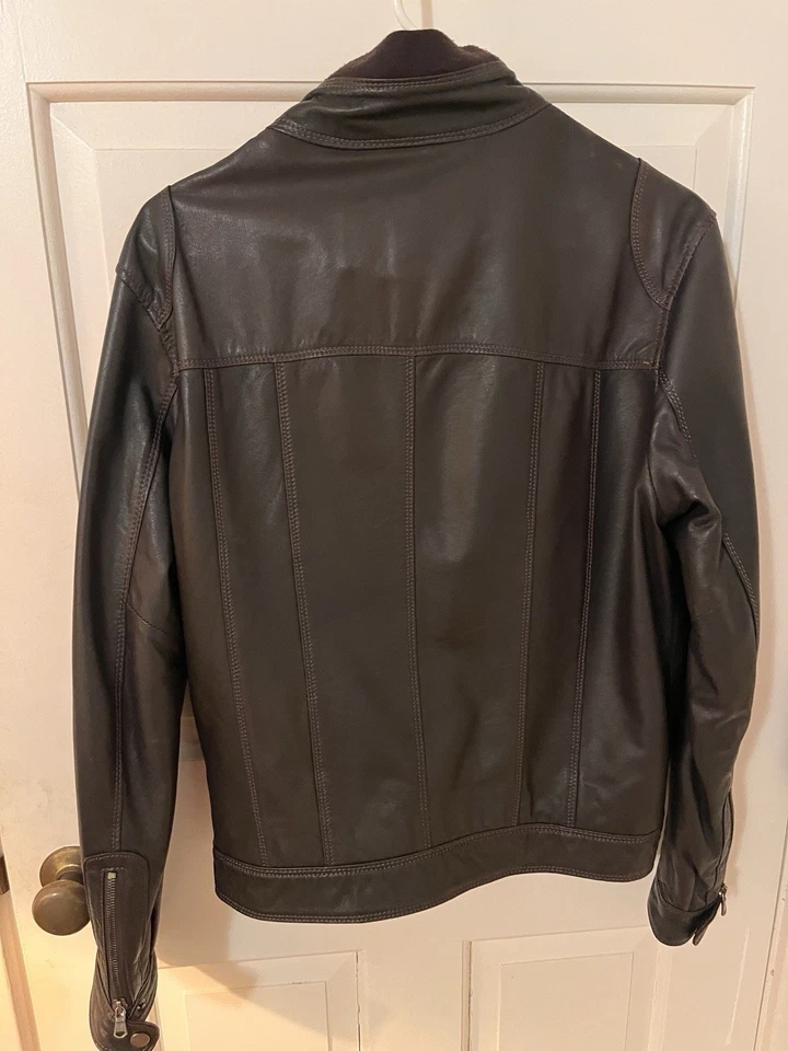 Chaqueta de cuero de piel de cordero marrón pequeña Dolce & Gabbana para hombre Foto 2 de 4