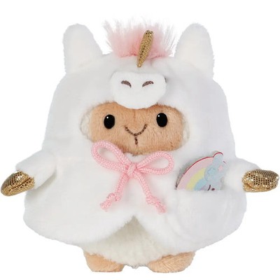 Set Kuscheltier Schaf Wools 8cm mit Regenbogen u. Einhornkostüm in Geschenkbox 8
