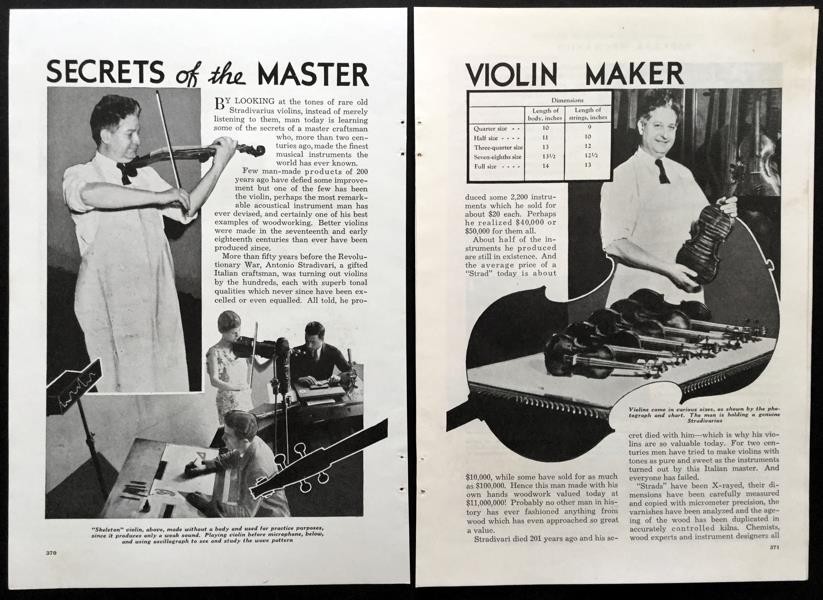 "Secrets of the Master Violin Maker" 1938 Stradivarius pictorial Poul Jarnak
