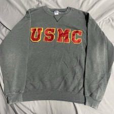 Vintage 80s USMC Russell Athletic Embroidered Crewneck Sweatshirt Sz XL USA Made