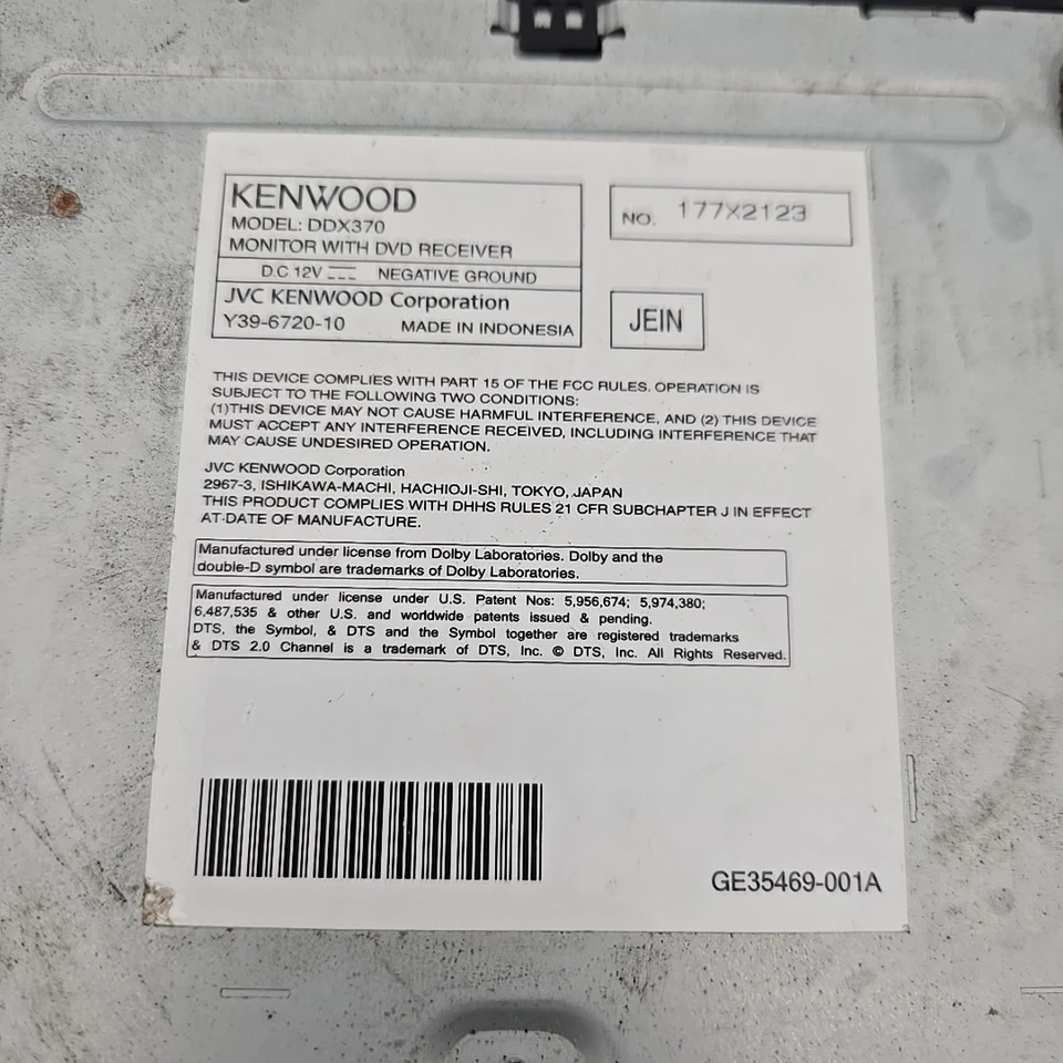 Kenwood DDX370 6.1 inch Touchscreen Car CD DVD Player USB Pandora Sirius XM - Image 3 of 3