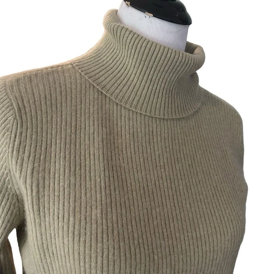 Grayson & Dunn минималистский кашемир водолазка свитер женщин L зеленый уютный ребристый - Изображение 4 из 4