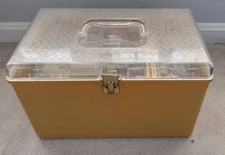 Vintage Wilson Wil Hold Sewing Box with Trays and LOTS of Supplies Zippers Bind