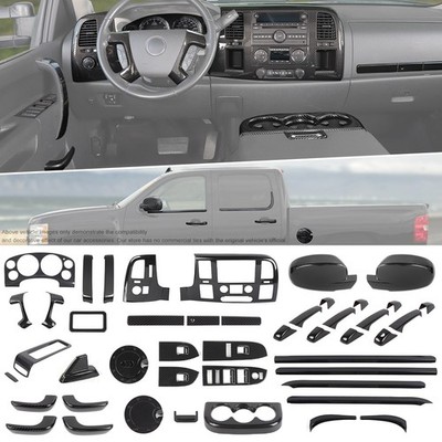 Carbon Steering wheel Dash Accessories Covers For Chevy Silverado SIERRA 2007-13