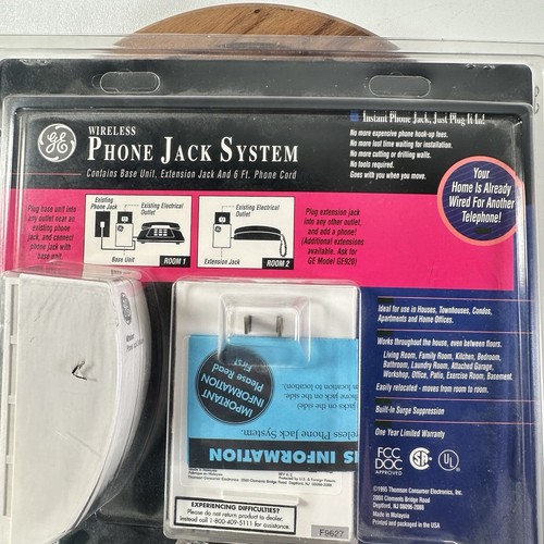 Bezprzewodowy system jack telefonu GE ~ Just Plug In ~ 1995 zapieczętowany nowy w opakowaniu - Zdjęcie 4 z 4