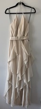 VINTAGE 2000s Vera Wang WHITE Bridal Chiffon Cascading Dress - Champagne/Sz 2