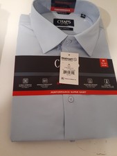 Chaps Men's MEDIUM 15-15.5 34/35 Long Sleeve Performance Dress Shirt BLUE 10726