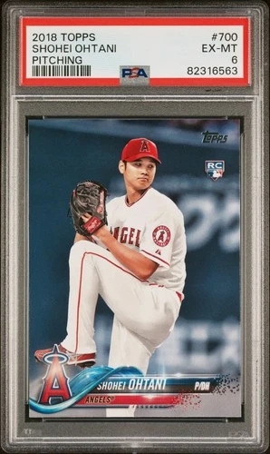 SHOHEI OHTANI 2018 TOPPS PITCHING ROOKIE RC #700 PSA 6 EX-MINT LA DODGERS JAPAN!