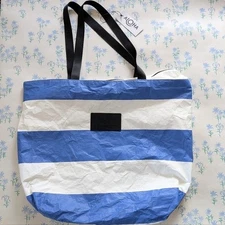 Aloha Collection Daytripper Tote NEW Blue White Umbrella Stripe Beach Bag Pool